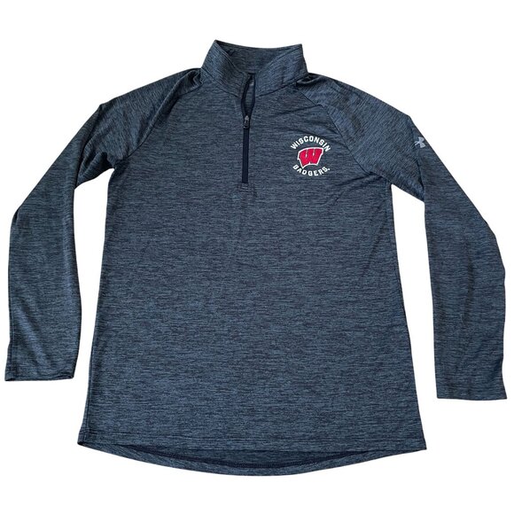 Wisconsin Badgers Under Armour 1/4 Zip Pullover Men's Small Loose Fit Heatgear - Picture 1 of 5